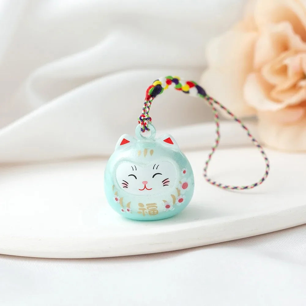 Japanese Lucky Cat Bag Pendants Japan Daruma Keyring Bells Pendant Lucky Cat Keychain Good Fortune Wealth Charm Jewelry Gift
