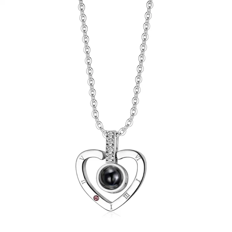 I Love You Necklace With Rose Gifts Box 100 Languages Projection Pendant Jewelry For Girlfriend 2023 New In Romantic Accessories