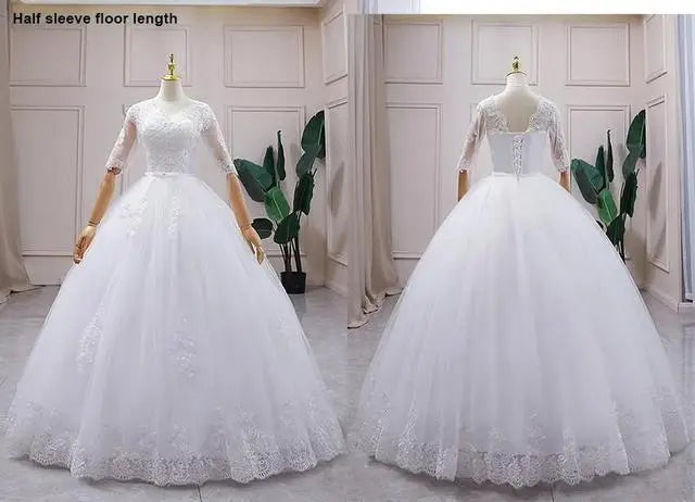 Best Selling 2024 Long Sleeve V Neck Lace Wedding Dress 2025 Vintage Bride Bridal Ball Gown Modest Wedding Dresses Customized
