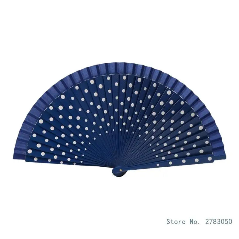 Flamenco Spanish Vintage Hand Fan Wedding Dance Dots Pattern Folding Fan Elegant Handheld Dancing Performances
