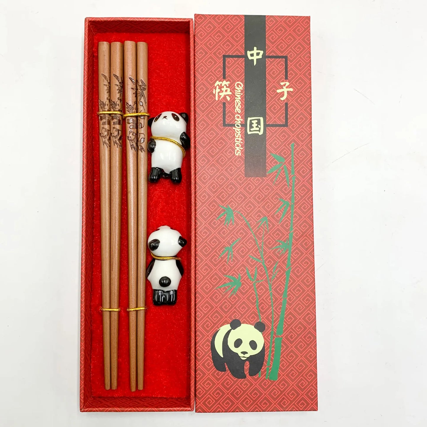Chinese Panda Chopsticks Japanese Korean Sushi Solid Wood Chopsticks Wedding Gift Chop Sticks Hashi Two Pairs Chopsticks Set