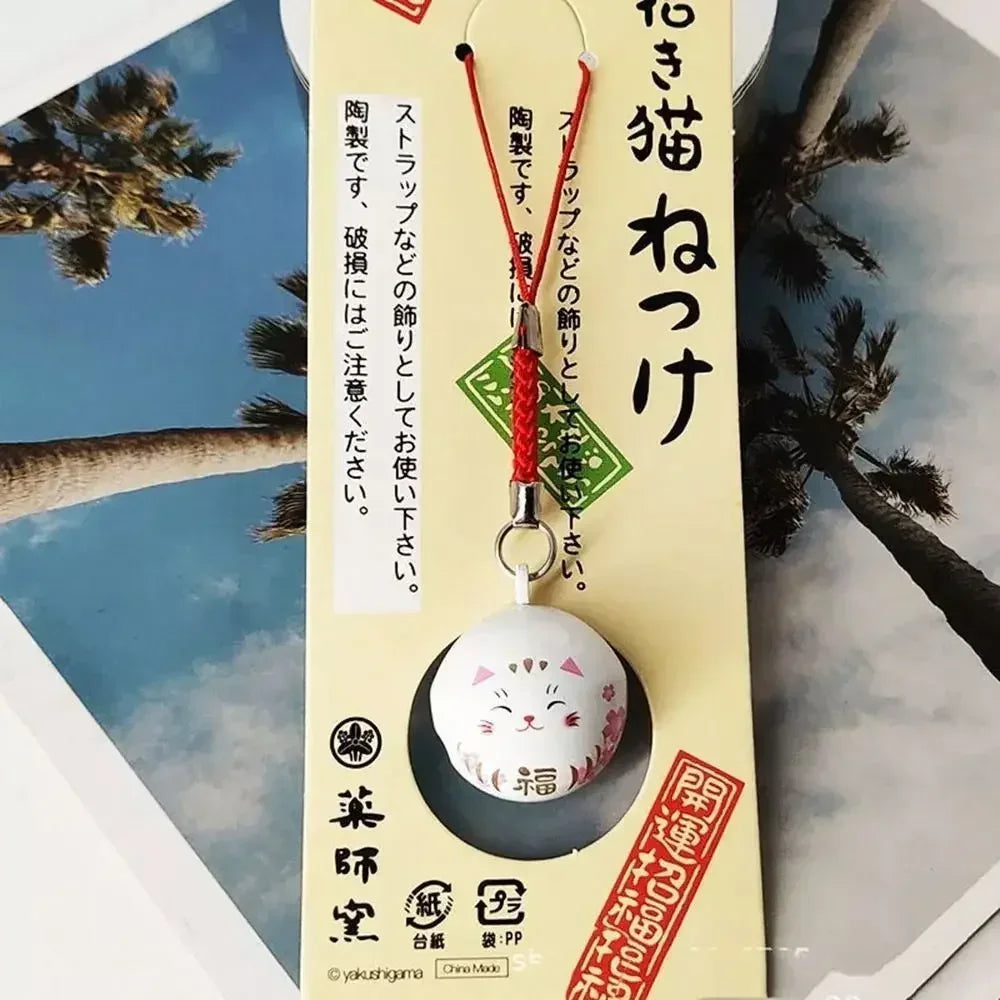Japanese Lucky Cat Bag Pendants Japan Daruma Keyring Bells Pendant Lucky Cat Keychain Good Fortune Wealth Charm Jewelry Gift