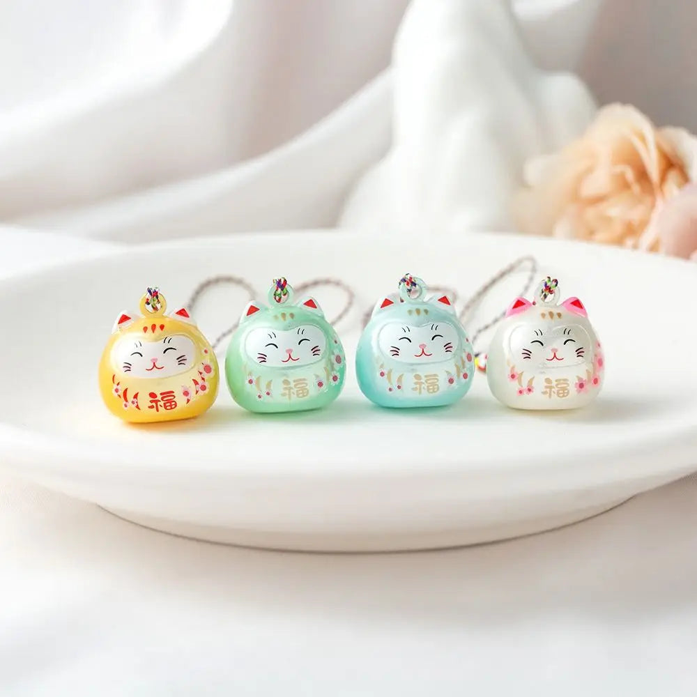 Japanese Lucky Cat Bag Pendants Japan Daruma Keyring Bells Pendant Lucky Cat Keychain Good Fortune Wealth Charm Jewelry Gift
