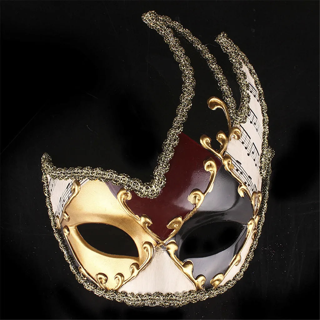 Mardi Gras Mask Men's Masquerade Mask Vintage Venetian Checkered Musical Party Mens Masquerade Mask Vintage Venetian Checkered