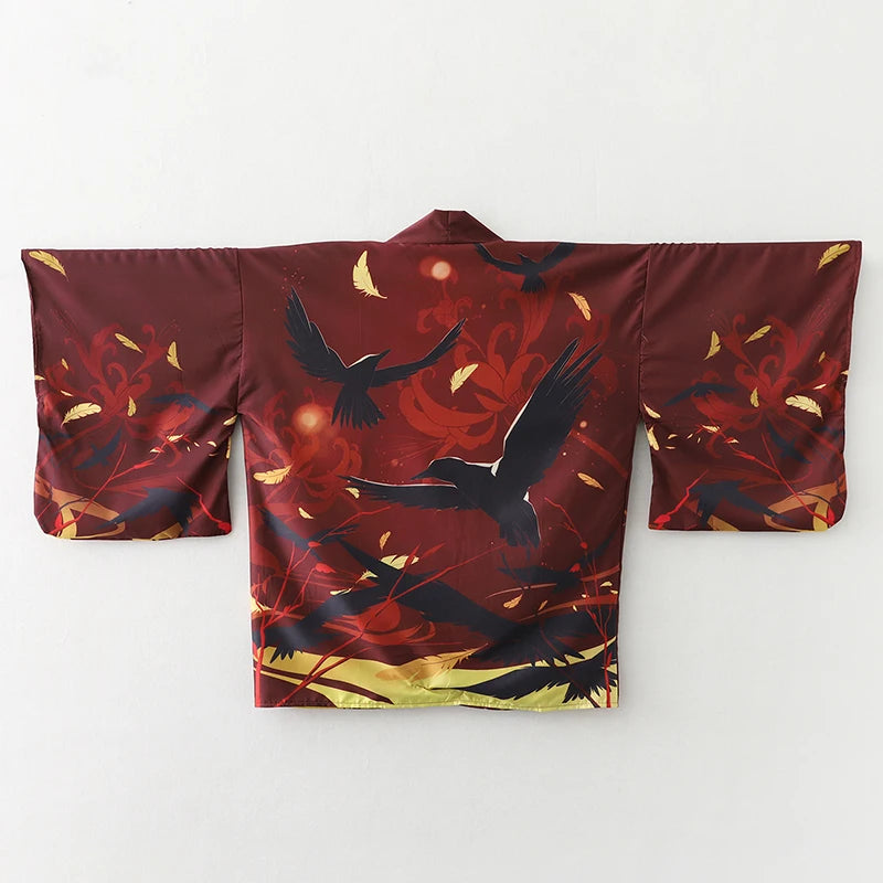 2023 New Summer Loose Red Black Japanese Samurai Streetwear Cardigan Women Men Harajuku Haori Kimono Cosplay Blouse Top Yukata