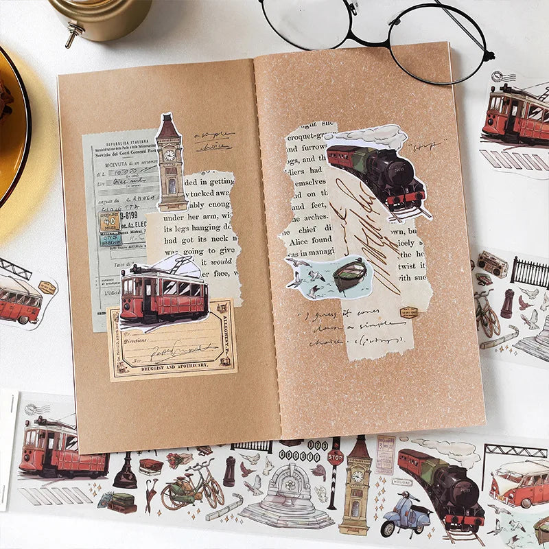 Travel Journey Memory Washi Masking Tape Coffee Shop City Street View Decorative Stickers Diy Label For Scrapbooking Diary Album