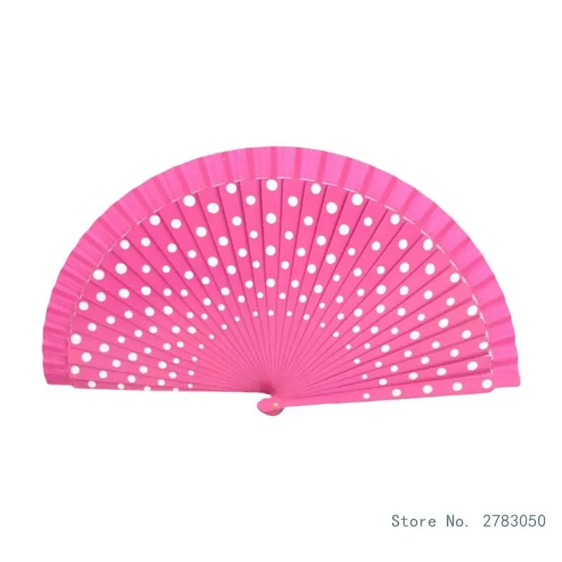 Flamenco Spanish Vintage Hand Fan Wedding Dance Dots Pattern Folding Fan Elegant Handheld Dancing Performances
