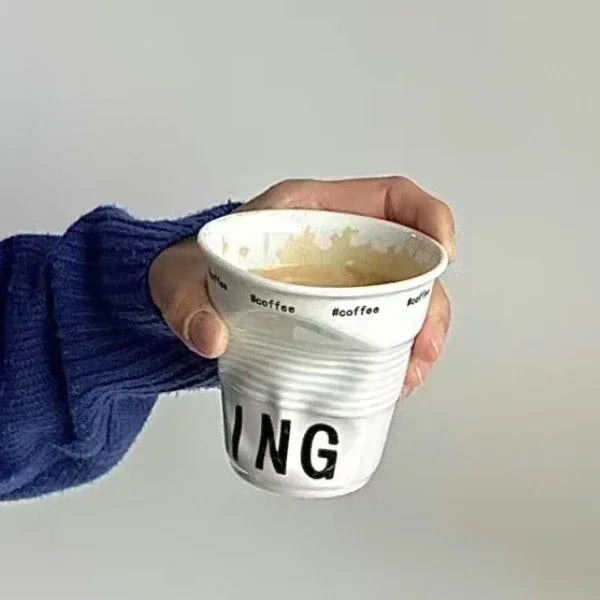Ins Style Irregular Ceramic Mug Hand-pinch Coffee Cup Mugs Funny Glass Drinking Glasses Kawaii Cup Dessert Plate Mugs Coffee Cup