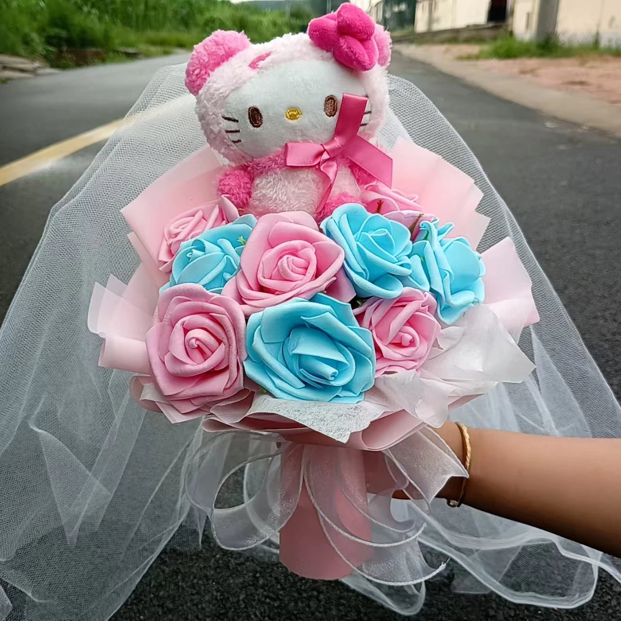 Christmas Gifts Sanrio Plush Flowers Bouquet Kuromi Plushie Soft Doll Animals Valentine's Day Birthday Wedding Party Gift