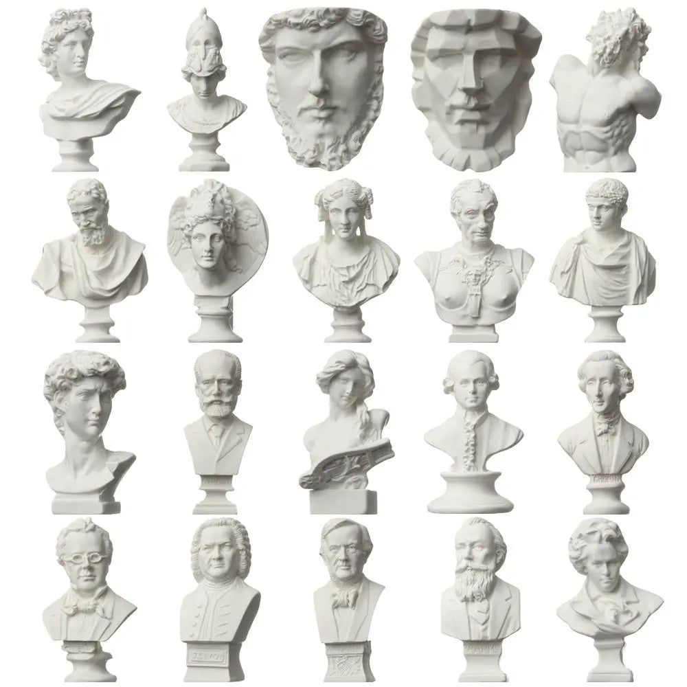New Mini Figurine Plaster Statue Greek Mythology Celebrities Famous Sculpture Drawing Practice Gypsum Bust Portraits Home Decor
