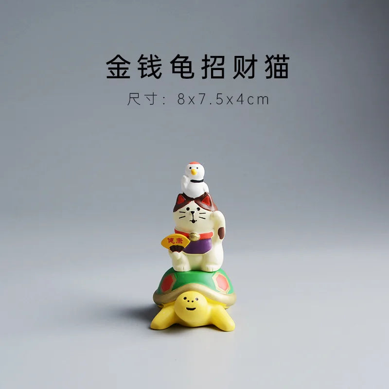 ZAKKA Miniatures Kitten Maneki Neko Cat Figurine Model Toys Resin Crafts New Year Gifts Decoration Handicraft Desktop Ornaments