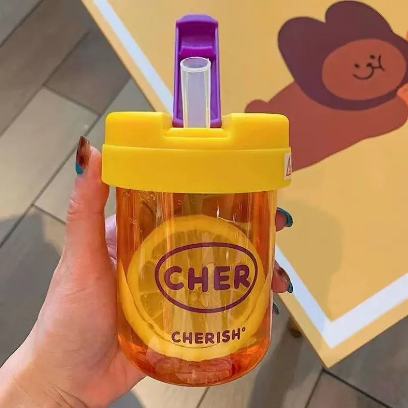 Eco-Friendly 300ml Straw Water Bottle for Kids: BPA-Free, Portable, School-Ready with Convenient Strap