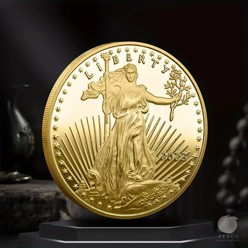 Statue of Liberty Souvenir Coin Collection Metal Three Dimensional Relief Commemorative Medal Emblem