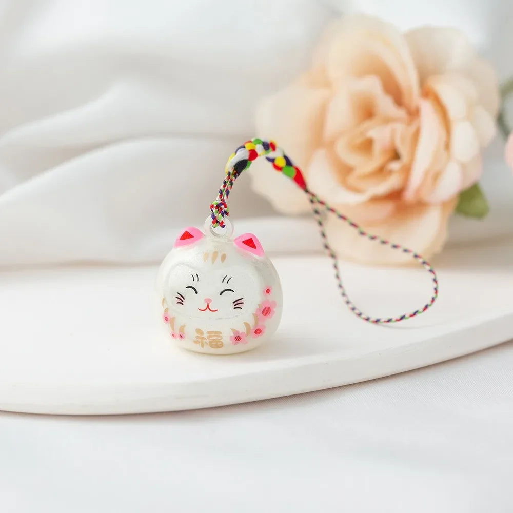 Japanese Lucky Cat Bag Pendants Japan Daruma Keyring Bells Pendant Lucky Cat Keychain Good Fortune Wealth Charm Jewelry Gift