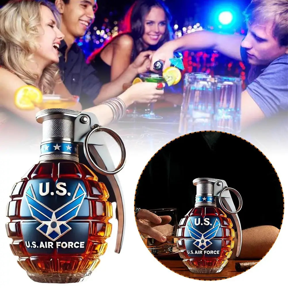 Unique Military Grenade Whiskey Bottle – Cool Gift for Men, Bar & Office Decor