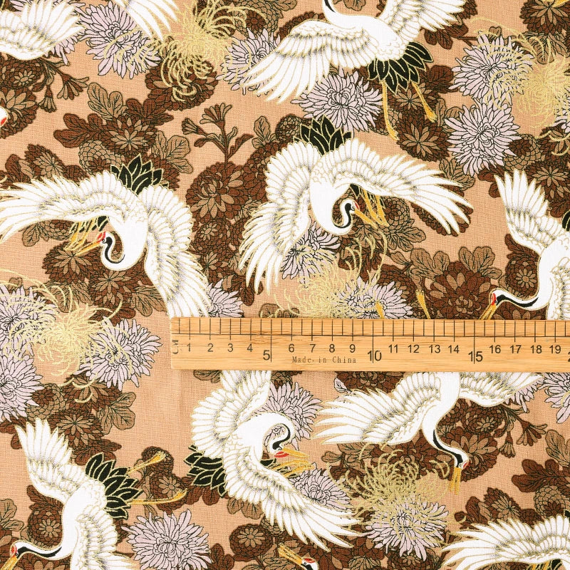 0.5/1/2 Yard 100% Cotton Fabric Traditional Japanese Kimono Style Print DIY Handmade Making Cheongsam, Hanfu, Holiday Decoration