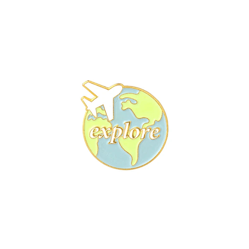 Traveling Quote Enamel Pin World Eiffel Tower Suitcase Brooches Clothes Badge Lapel Jewelry Gifts For Traveling Friend Wholesale