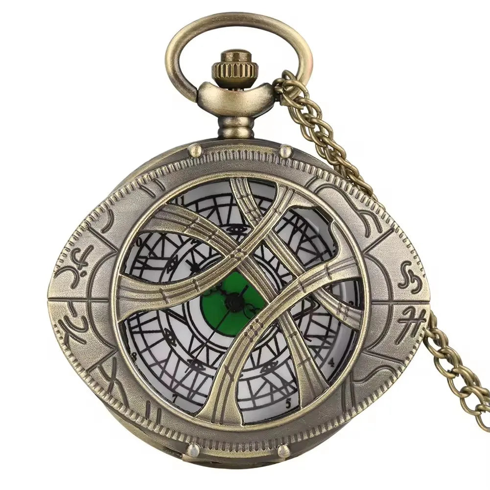Souvenir Gift Necklace Chain Pendant Old Clock Marvel Reloj Vintage Quartz Pocket Watches For Eye Of Agamotto Men Women