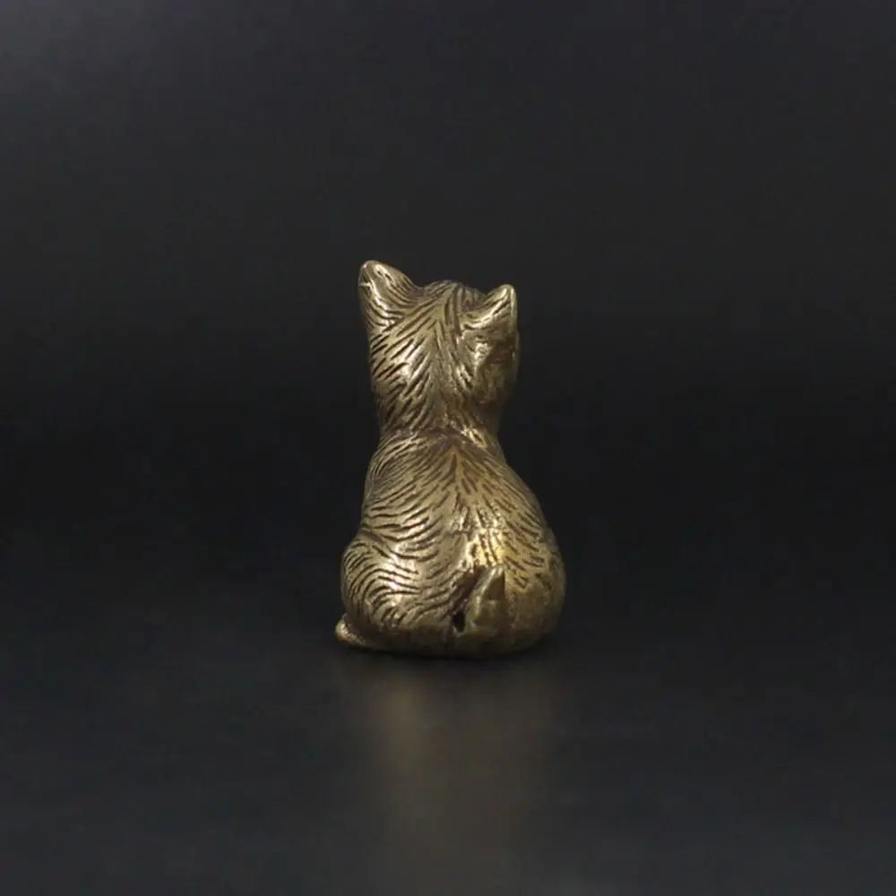 Crafts Brass Small Cat Metal Statue Cute Creative Tea Pet Simulated Exquisite Model Sculpture Toy