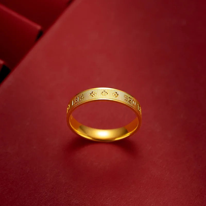 24K AU999 pure gold couple ring -1314 real gold wedding ring, Chinese Valentine's Day, gold jewelry gift for couples