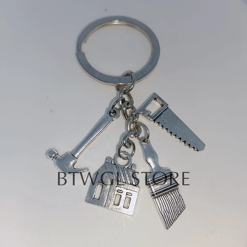 Creative Housewarming Holiday Gifts, Saws, Hammers, House Brushes, Keychains, Construction Tools, House Keychains