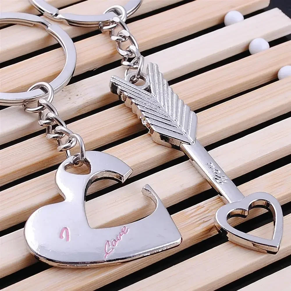 Novelty Couple Keychain Lovers Heart Key Chain Ring Casual Trinket Jewelry Valentine's Day Wedding Gift Accessories