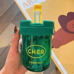 Eco-Friendly 300ml Straw Water Bottle for Kids: BPA-Free, Portable, School-Ready with Convenient Strap