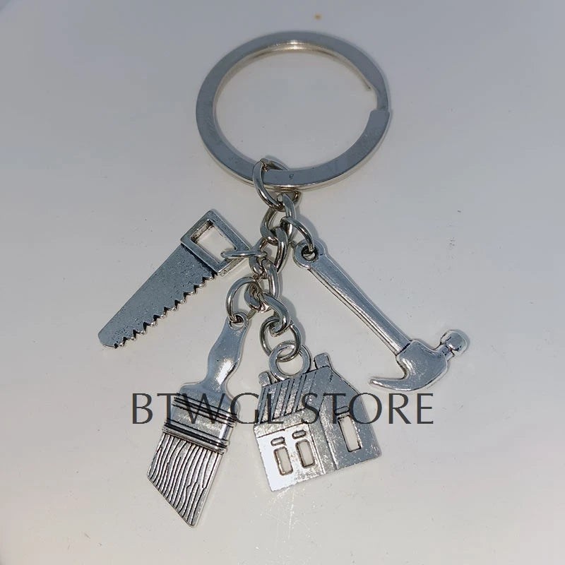 Creative Housewarming Holiday Gifts, Saws, Hammers, House Brushes, Keychains, Construction Tools, House Keychains