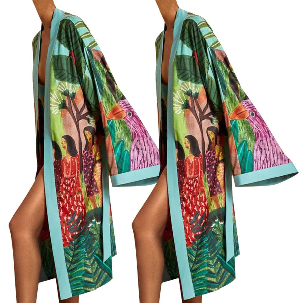 New Style Japanese Traditional Kimono Gown With Obi Popular Print Flower Pajamas Women Silk Large Size Bathrobe Yukata Dress