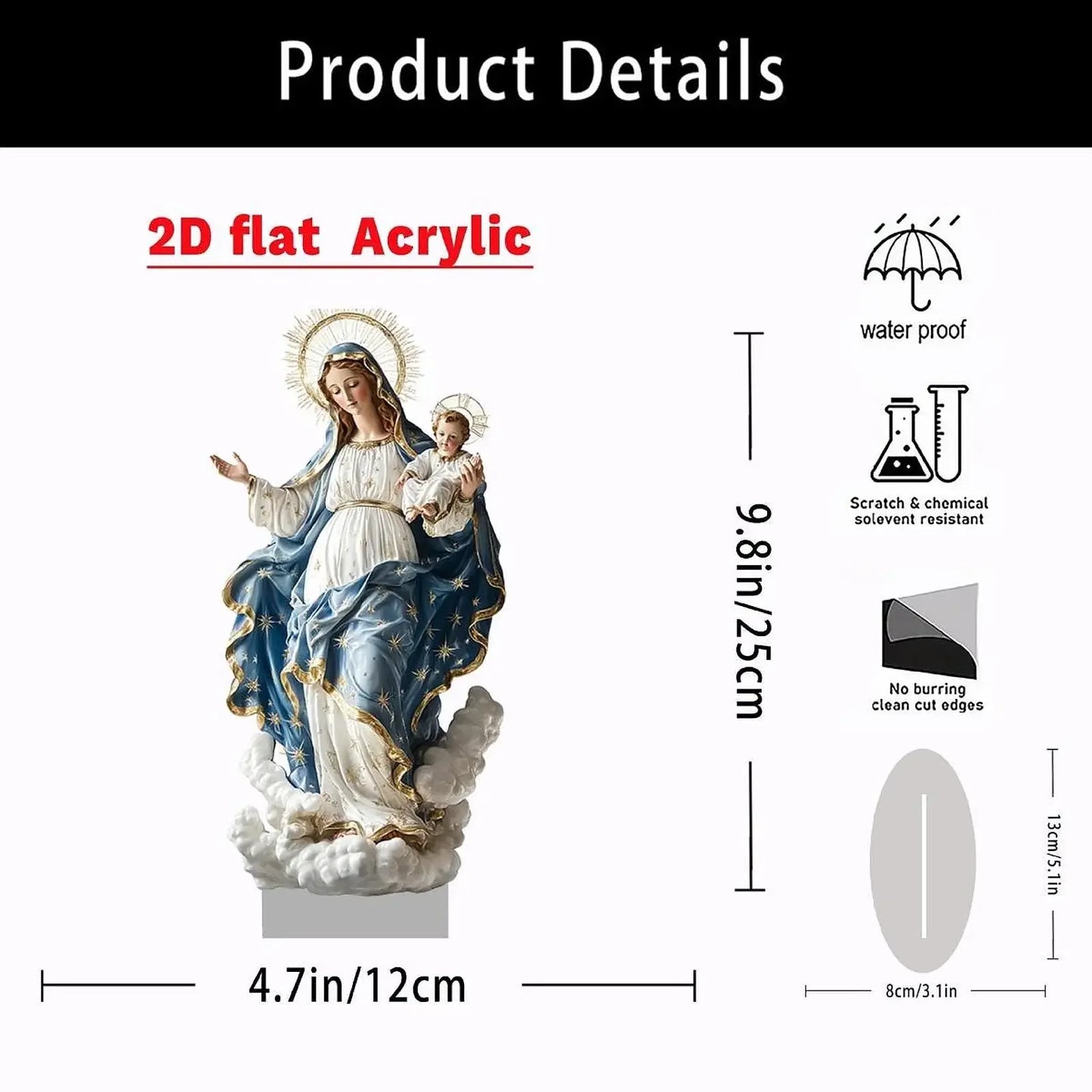 Blessed Mary Figurine Religious Statue for Living Room Centerpiece Festival