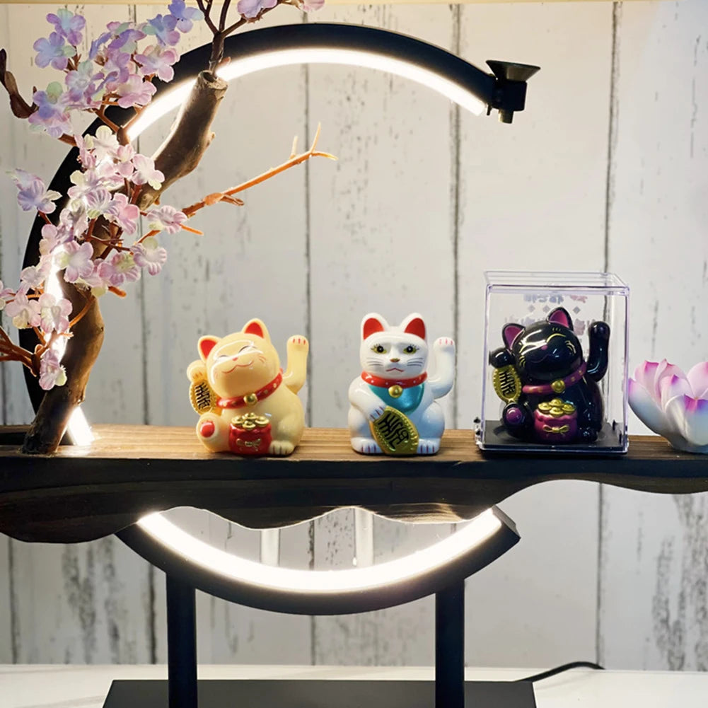 Solar-Powered Maneki Neko Waving Arm Beckoning Fortune Cat Lucky Cat For Home Office Cars Christmas Decoration Gift Accessiores
