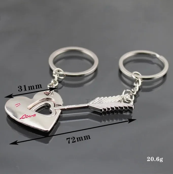 Novelty Couple Keychain Lovers Heart Key Chain Ring Casual Trinket Jewelry Valentine's Day Wedding Gift Accessories