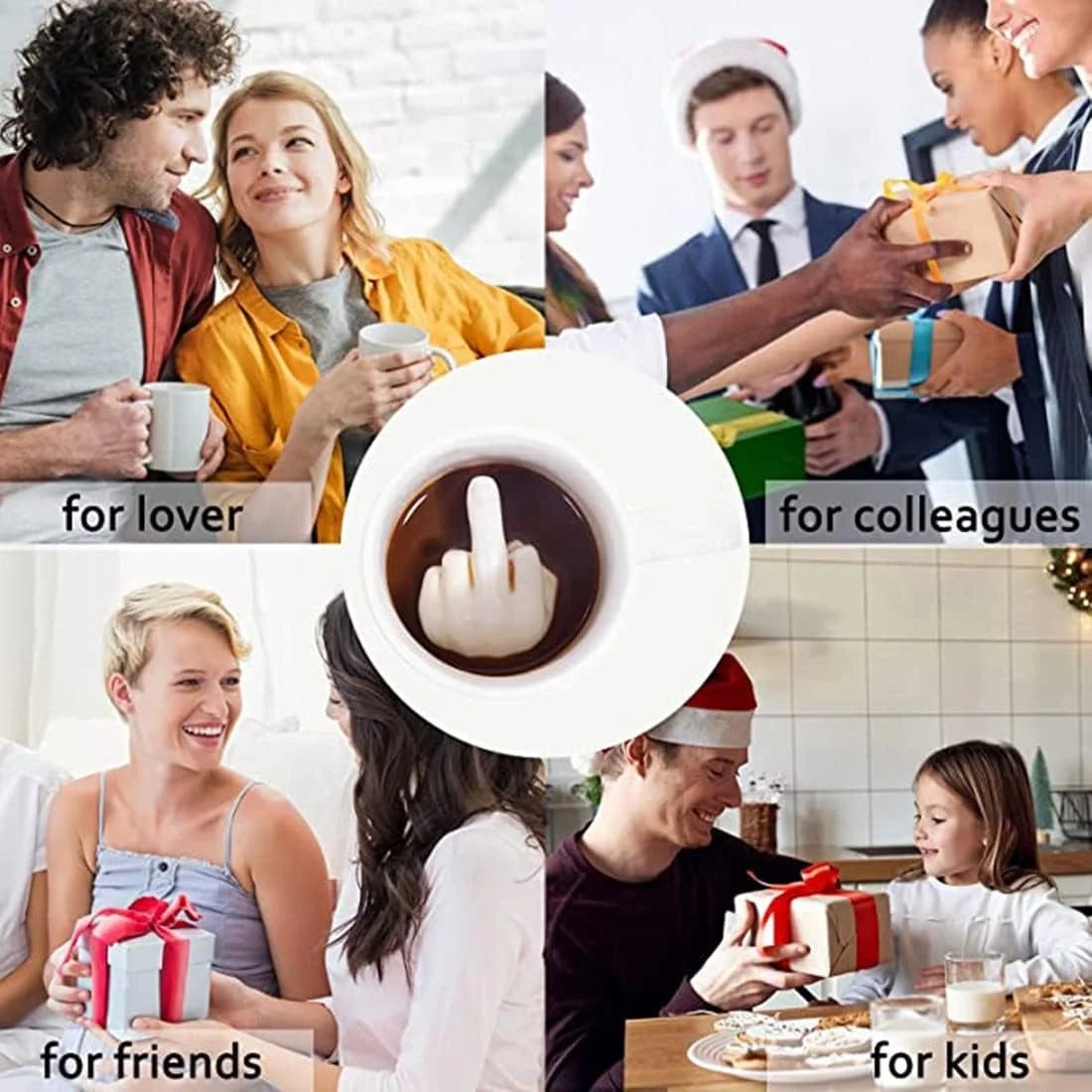 Middle Finger Cup Ceramic Mug Personalized Middle White Funny Coffee Milk Water Tea Cup with Handle for Party April Fool's Day