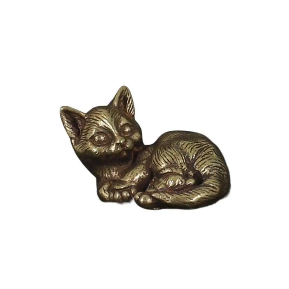 Crafts Brass Small Cat Metal Statue Cute Creative Tea Pet Simulated Exquisite Model Sculpture Toy