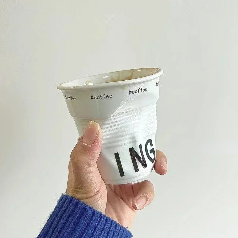 Ins Style Irregular Ceramic Mug Hand-pinch Coffee Cup Mugs Funny Glass Drinking Glasses Kawaii Cup Dessert Plate Mugs Coffee Cup