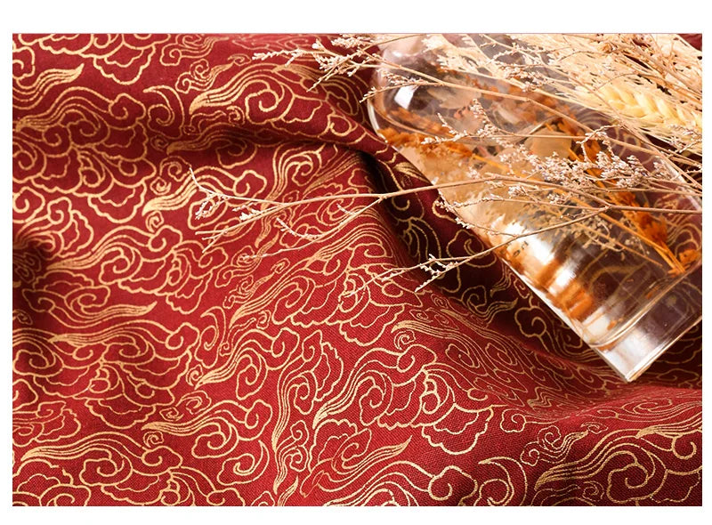 0.5/1/2 Yard 100% Cotton Fabric Traditional Japanese Kimono Style Print DIY Handmade Making Cheongsam, Hanfu, Holiday Decoration