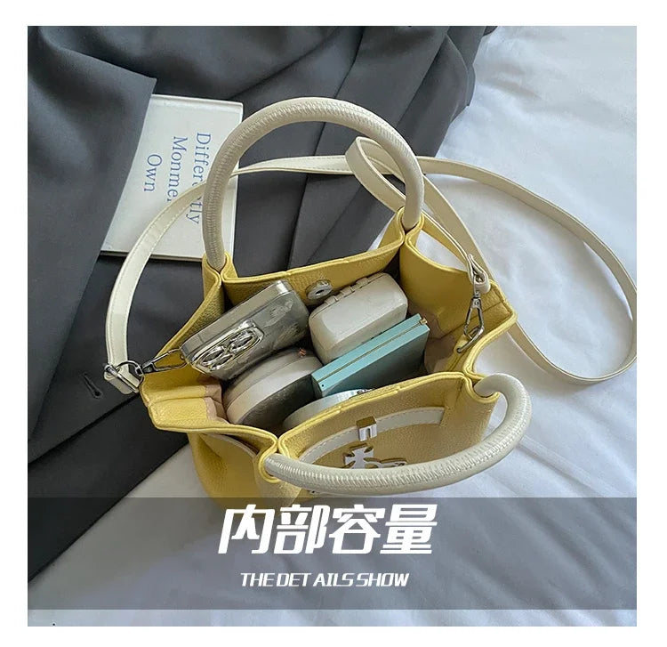 Classic Designer Paris Fashion Tote Messenger Purse Shopper Bag Elegant Leather Solid Color Commuter
