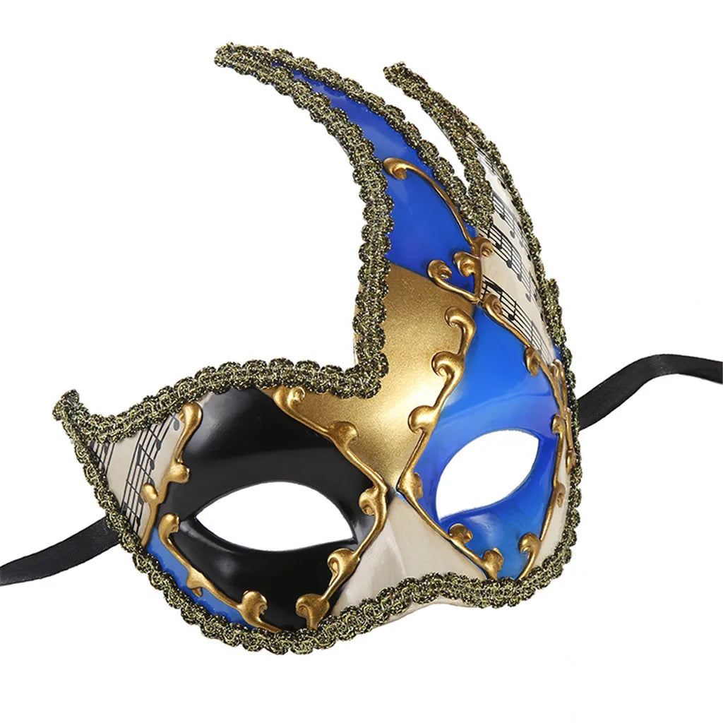 Mardi Gras Mask Men's Masquerade Mask Vintage Venetian Checkered Musical Party Mens Masquerade Mask Vintage Venetian Checkered