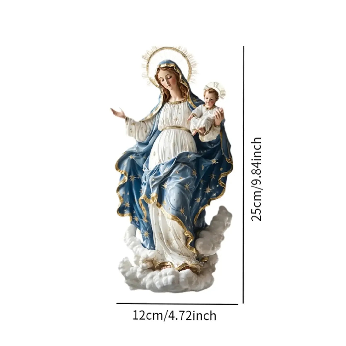 Blessed Mary Figurine Religious Statue for Living Room Centerpiece Festival