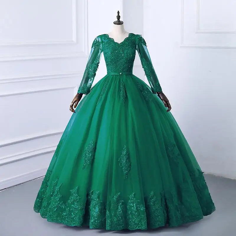 Best Selling 2024 Long Sleeve V Neck Lace Wedding Dress 2025 Vintage Bride Bridal Ball Gown Modest Wedding Dresses Customized