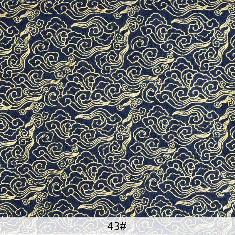 0.5/1/2 Yard 100% Cotton Fabric Traditional Japanese Kimono Style Print DIY Handmade Making Cheongsam, Hanfu, Holiday Decoration