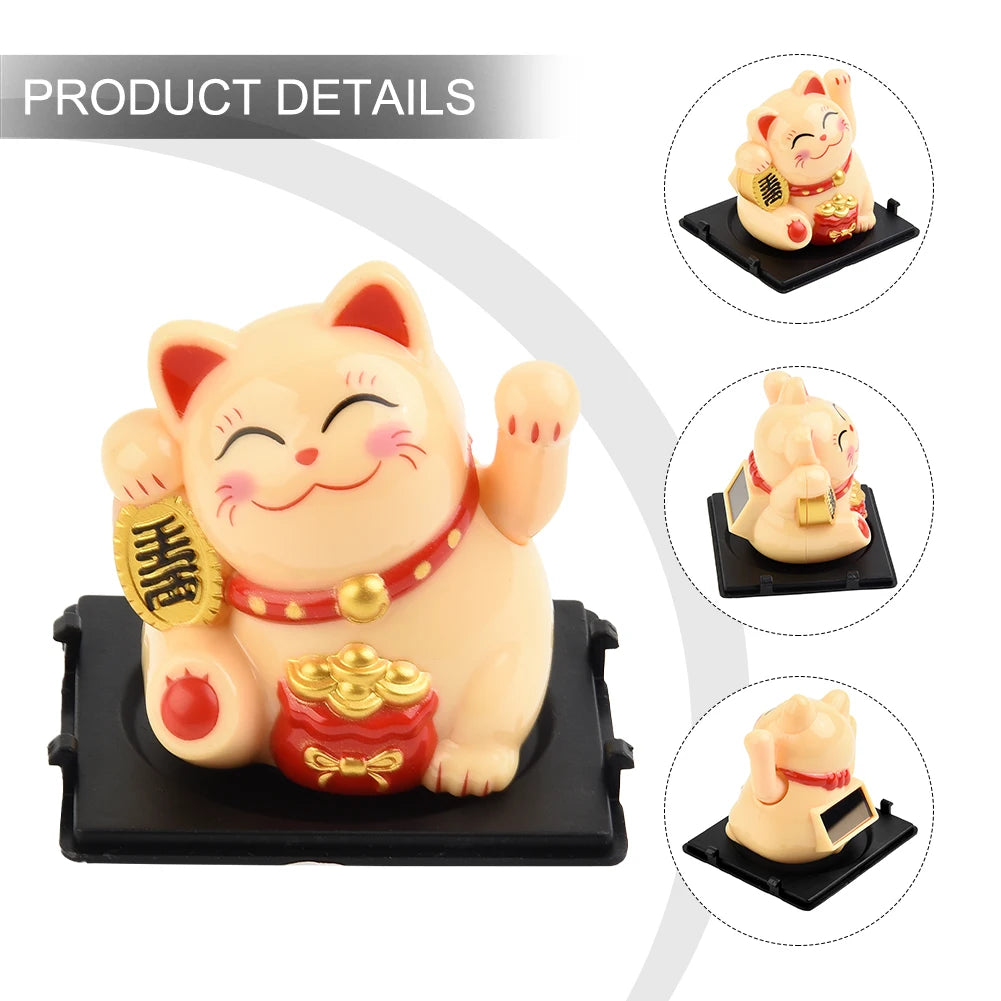 High Quality Lucky Cat Ornament Car Dashboard Decor Vehicle Accessories Automatic Waving Cartoon Decoration Interior