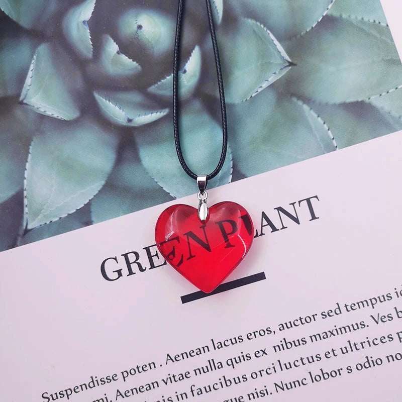 Y2k Love Heart Necklace for Women Fashion Hip Hop Red Hearts Pink Pendants Necklaces Rope Chain Girls Rave Gift Gothic Jewelry