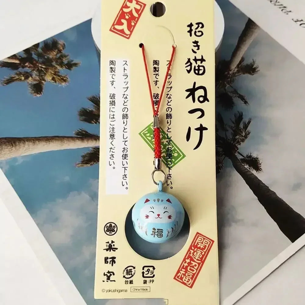 Japanese Lucky Cat Bag Pendants Japan Daruma Keyring Bells Pendant Lucky Cat Keychain Good Fortune Wealth Charm Jewelry Gift