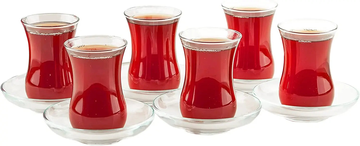 Traditional Turkish Coffee Mug Set - 6PC European Traditional Crystal Glass Cups for Tea, Hot Drinks,Wine