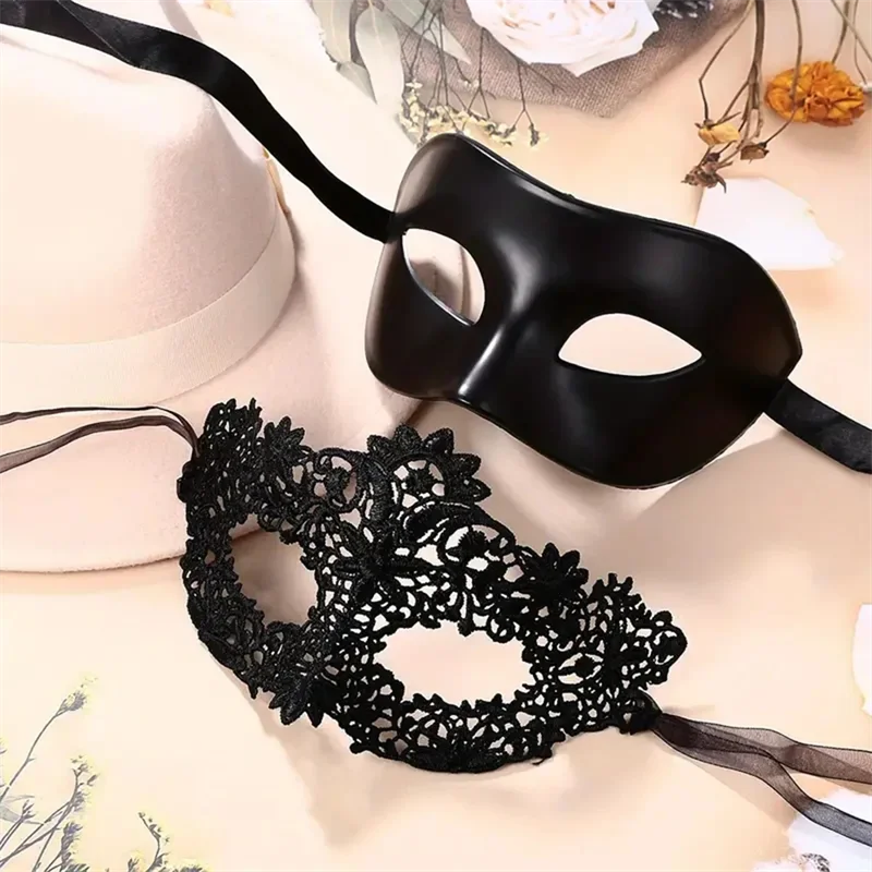 Black Masquerade Eye Masks Couple Venetian Men Women Cosplay Costume Halloween Dance Club Prom Party Headdress Half Face Masks