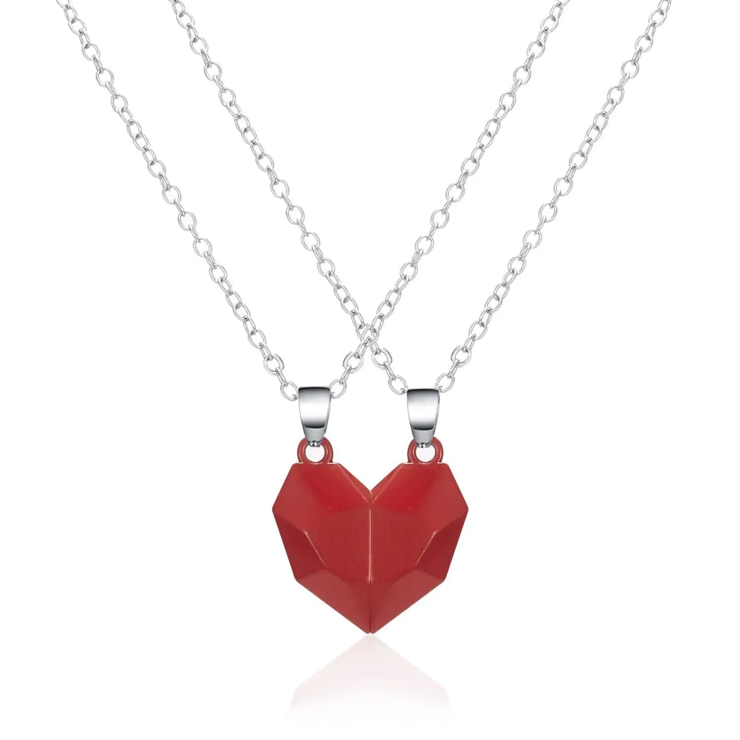 Love Magnet Couple Color Matching Necklace Simple Creative Wishing Stone Heartbreak Stitching Pendant Men and Women Jewelry Gift