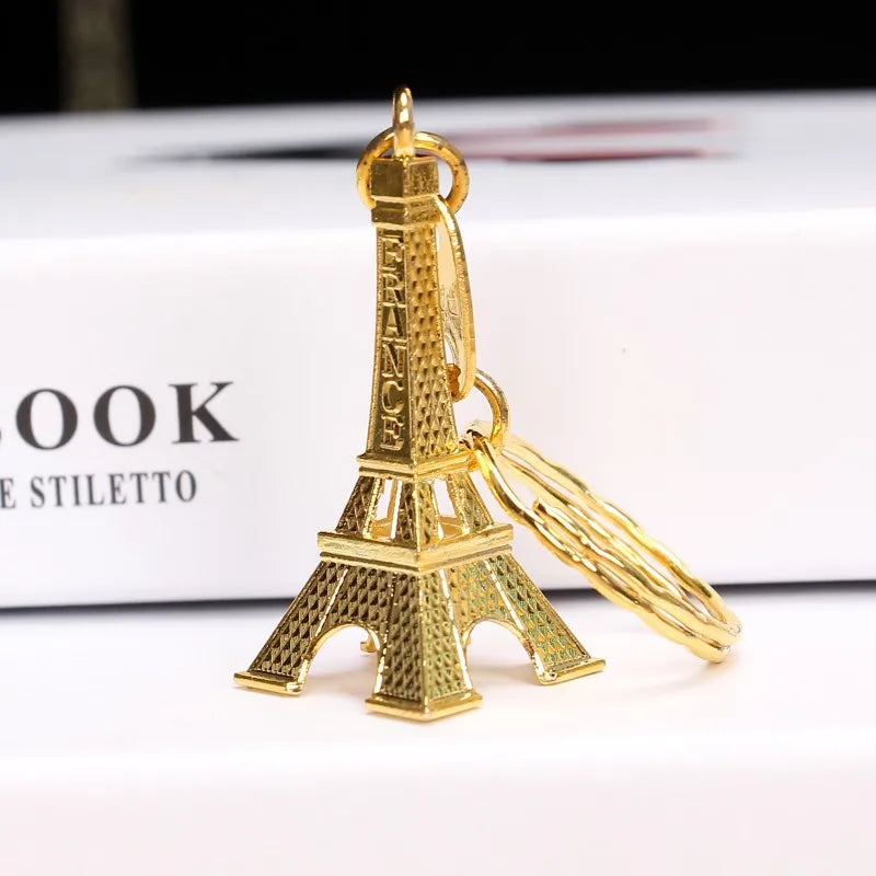 1Pcs 3D Eiffel Tower Keyring Retro Adornment French Souvenirs Keychains Metal Split Key Ring French Souvenir Paris Keychains 키링