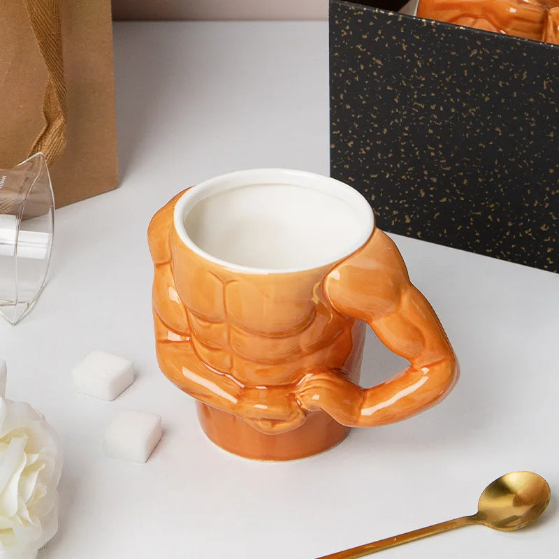 Creative Ceramic Pectorales Mugs Home Breakfast Milk Coffee Mug Water Cups Boys Gym Trainer UP YOU Funny Gift Mugs Holiday Gift