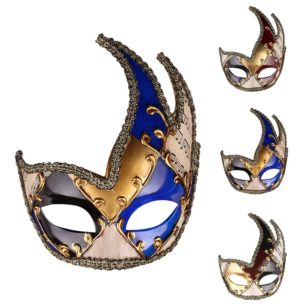 Mardi Gras Mask Men's Masquerade Mask Vintage Venetian Checkered Musical Party Mens Masquerade Mask Vintage Venetian Checkered